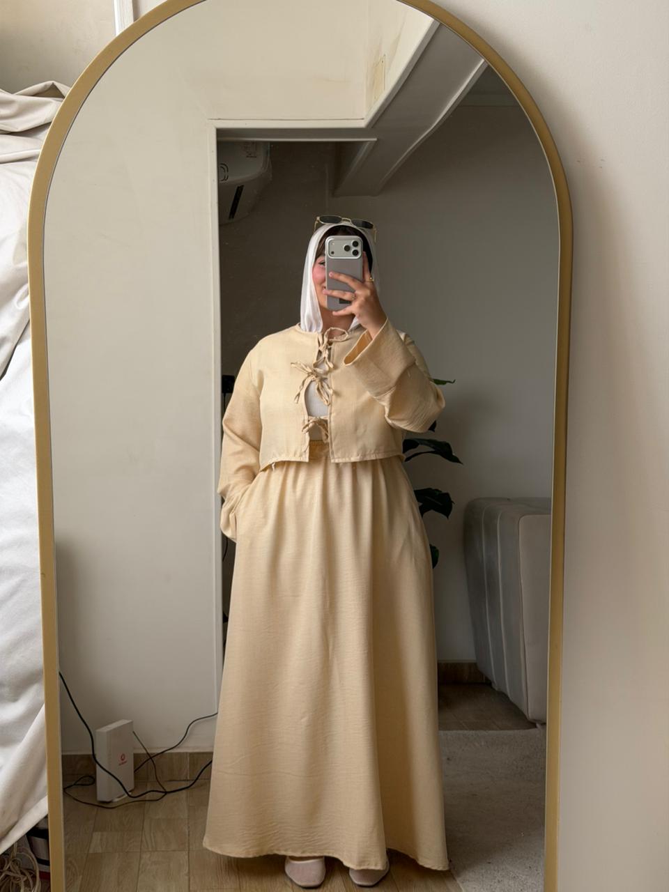 MESK Linen 2-Piece Set: Wrap-Tie Crop Top & Flowy Skirt Collection