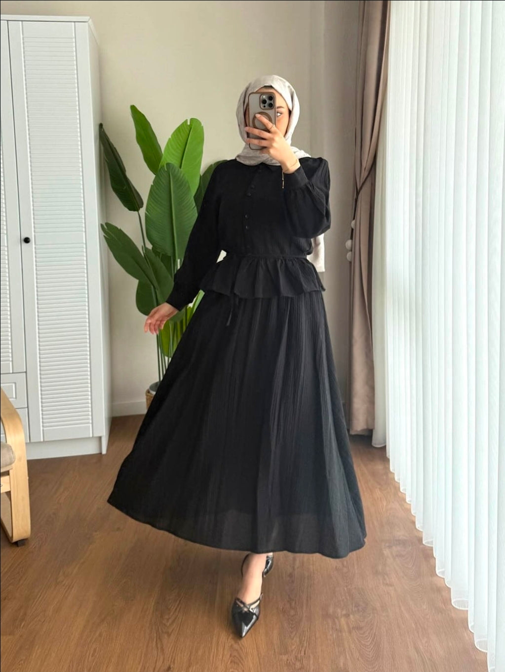 MESK Premium Spanish Linen 2-Piece Set: Long Sleeve Blouse & Flowy Skirt Collection