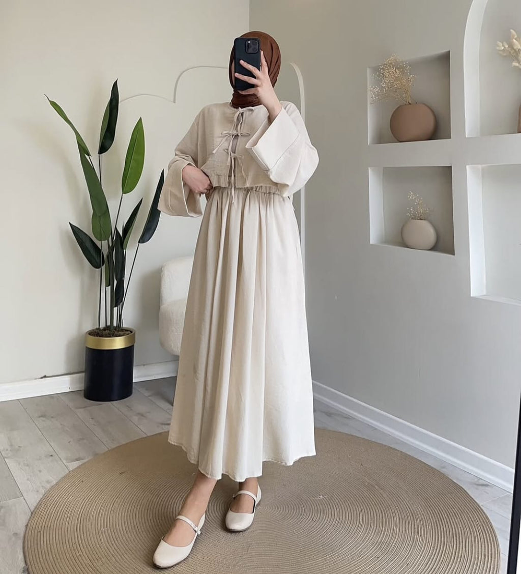 MESK Spanish Linen 2-Piece Set: Wrap-Tie Crop Top & Flowy Skirt Collection