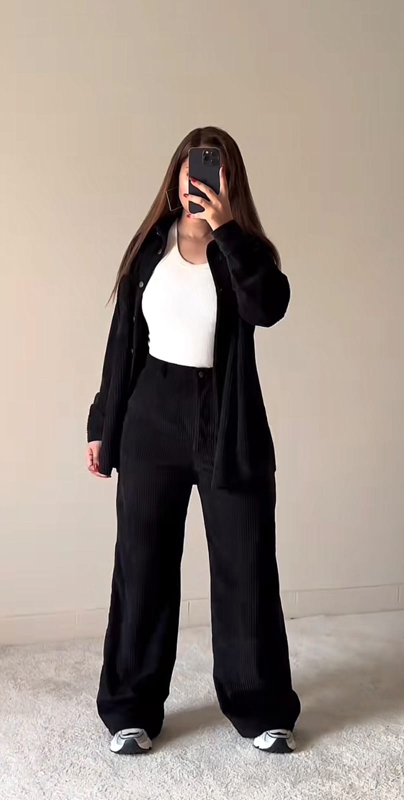 Ribbed Velvet Co-ord Set (Shirt Jacket + Wide-Leg Pants)